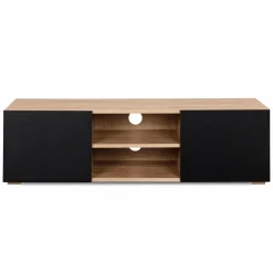 Meuble TV moderne noir et bois 113 cm*IDMarket New