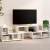 Meuble TV modulable 3 modules multifonction blanc et effet bois*IDMarket Online