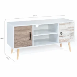 Meuble TV scandinave blanc 2 portes*IDMarket