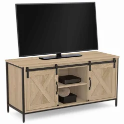 Meuble TV style industriel 2 portes grange coulissantes*IDMarket Clearance