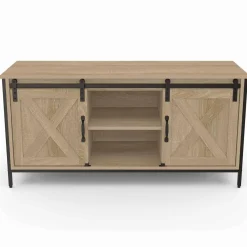 Meuble TV style industriel 2 portes grange coulissantes*IDMarket Clearance