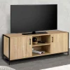 Meuble TV style industriel 2 portes 140 cm*IDMarket New