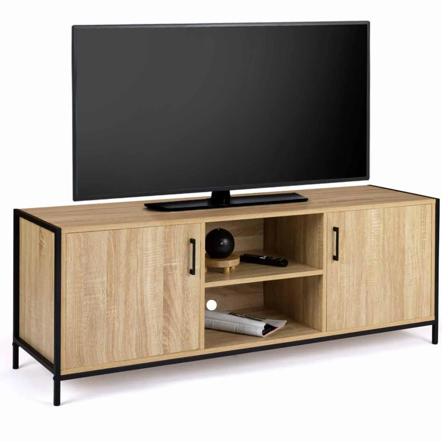 Meuble TV style industriel 2 portes 140 cm*IDMarket New