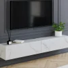 Meuble TV suspendu 2 portes bois effet marbre 180 cm*IDMarket Online