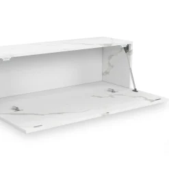 Meuble TV suspendu 2 portes bois effet marbre 180 cm*IDMarket Online