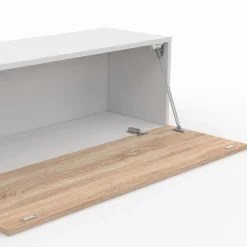 Meuble TV suspendu blanc et bois*IDMarket