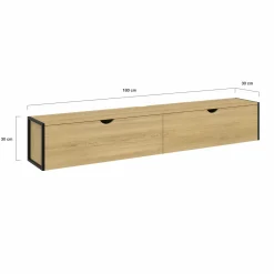 Meuble TV suspendu industriel 180 cm avec 2 portes*IDMarket Discount