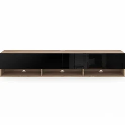 Meuble TV suspendu noir et bois 180 cm avec étagères*IDMarket Outlet