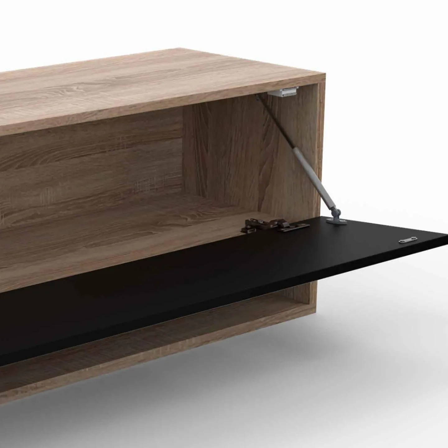 Meuble TV suspendu noir et bois 180 cm avec étagères*IDMarket Outlet