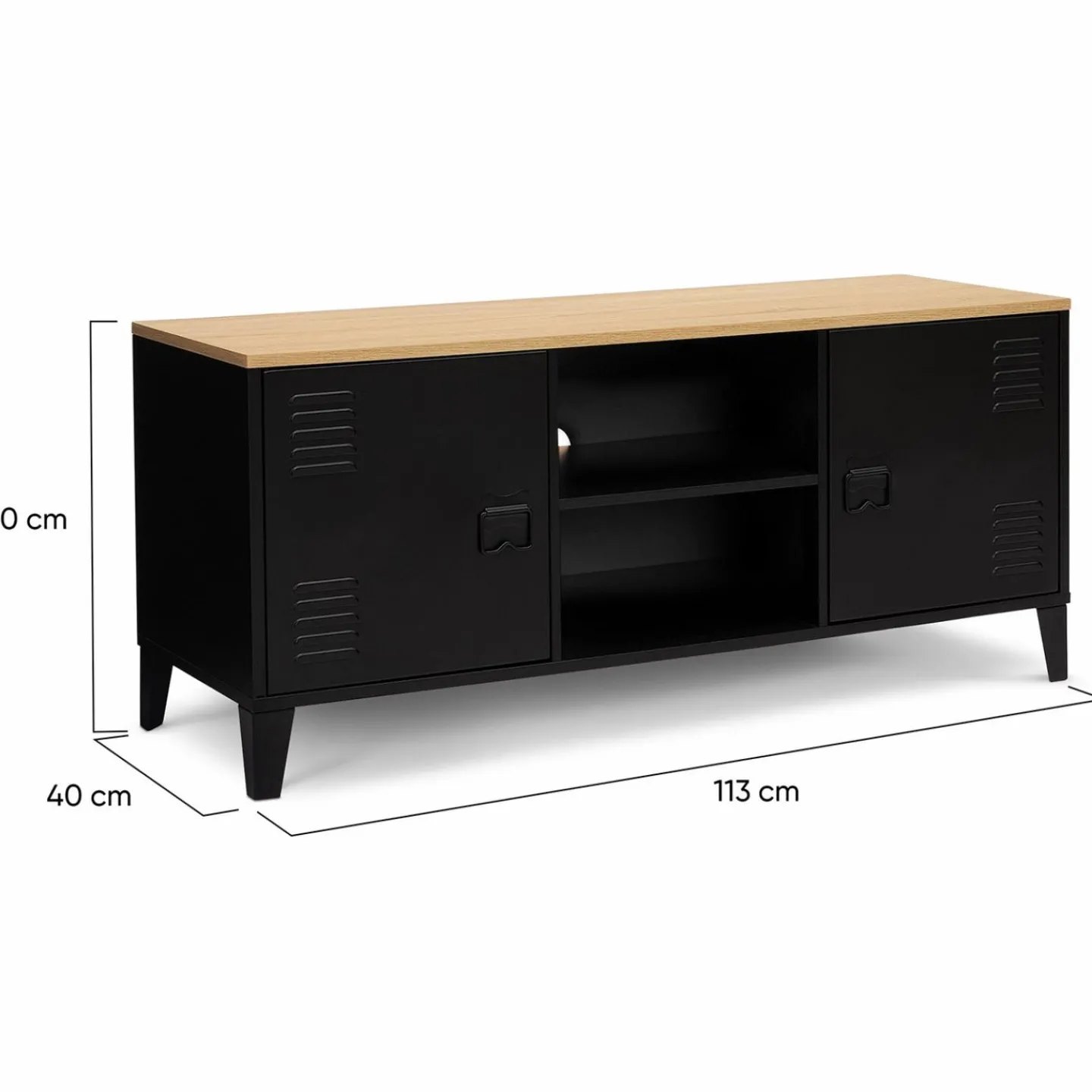 Meuble TV vestiaire portes métal et plateau bois 113 cm*IDMarket Sale