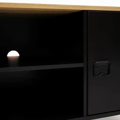 Meuble TV vestiaire portes métal et plateau bois 113 cm*IDMarket Sale