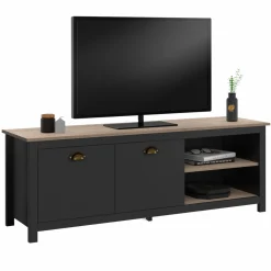 Meuble TV vintage bois et noir*IDMarket Sale