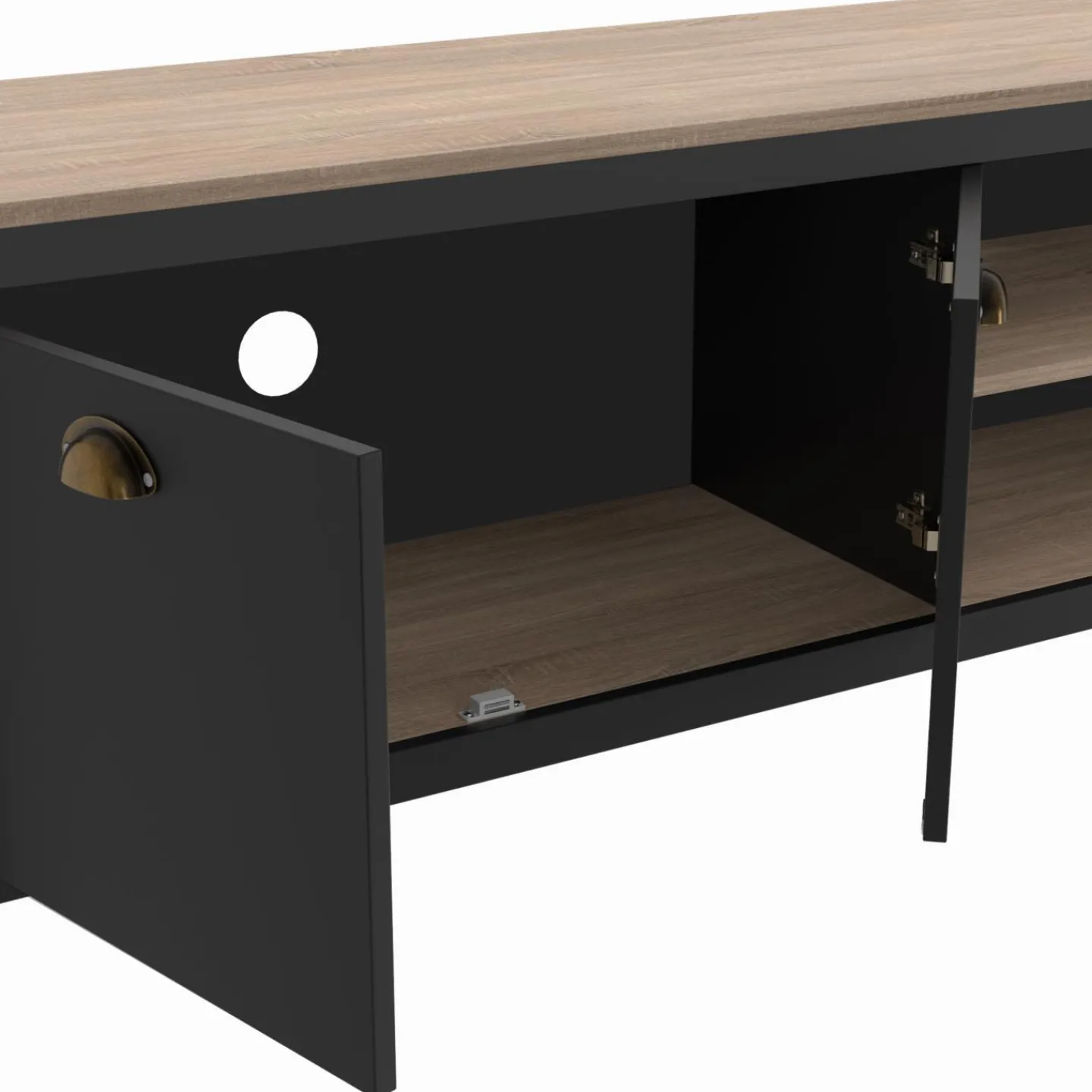 Meuble TV vintage bois et noir*IDMarket Sale