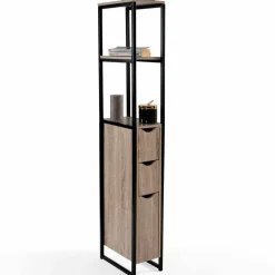 Meuble WC 3 portes DETROIT design industriel avec étagères*IDMarket Hot