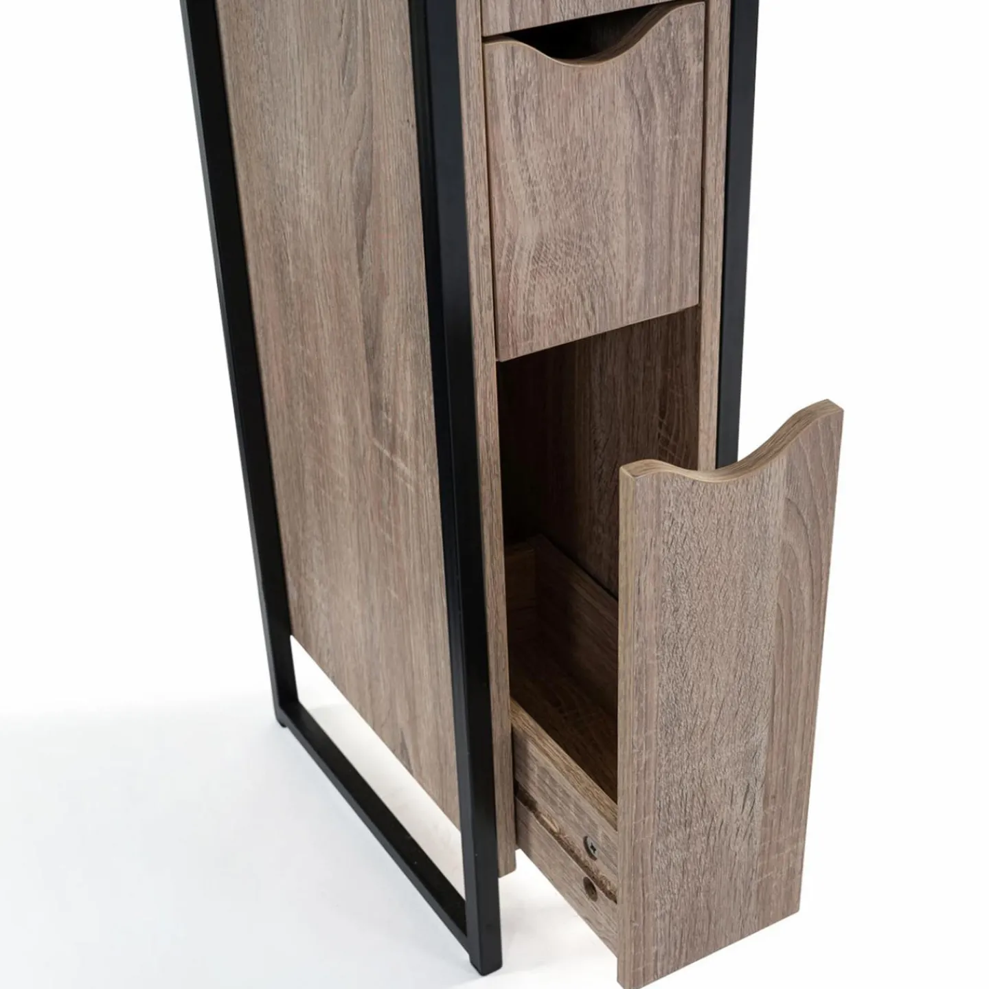 Meuble WC 3 portes DETROIT design industriel avec étagères*IDMarket Hot