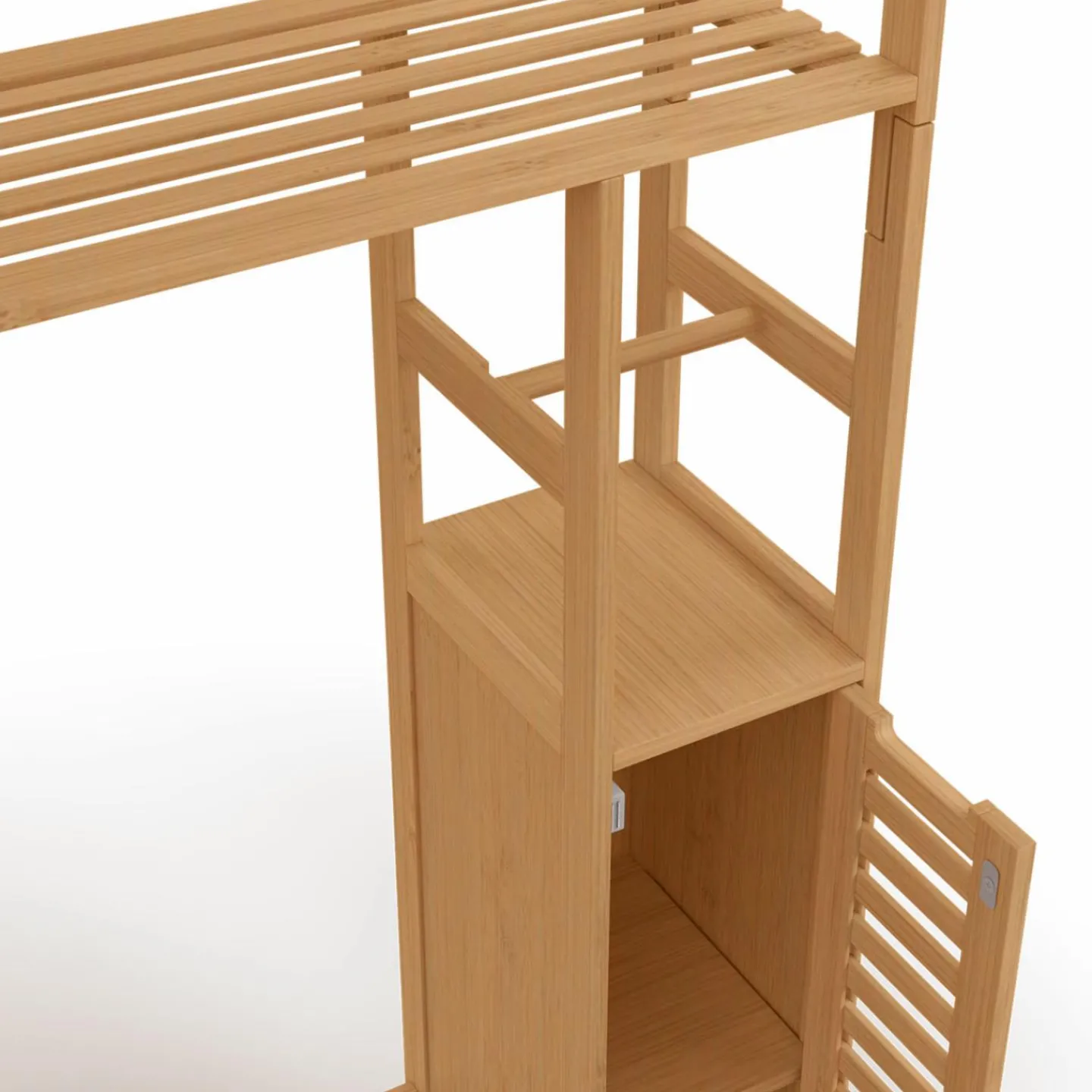 Meuble WC en bambou avec 1 placard double et 1 étagère*IDMarket Online