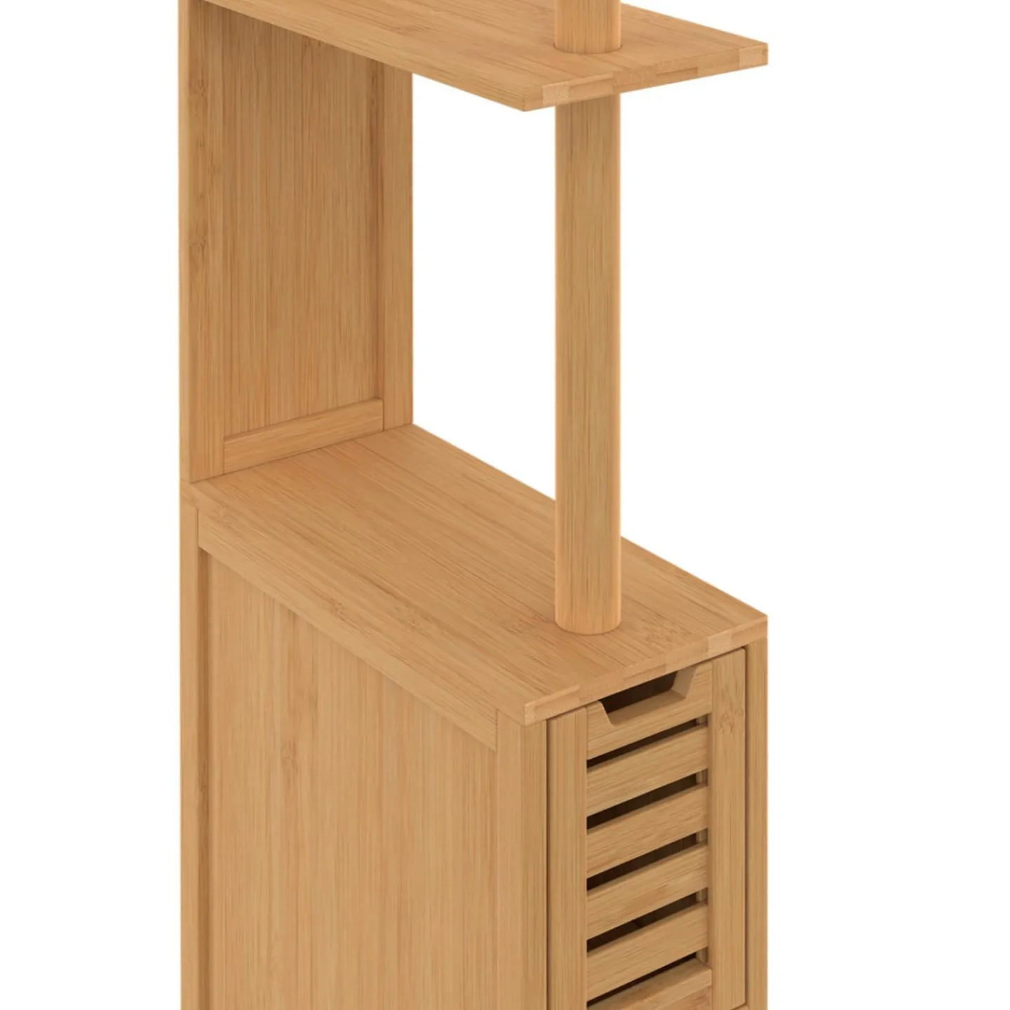 Meuble WC en bambou avec 2 portes et étagères*IDMarket