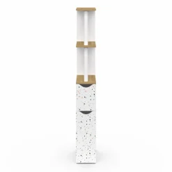 Meuble WC étagère hêtre et motif terrazzo avec 2 portes*IDMarket New