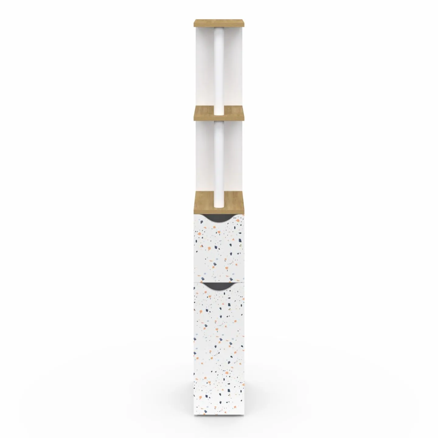 Meuble WC étagère hêtre et motif terrazzo avec 2 portes*IDMarket New