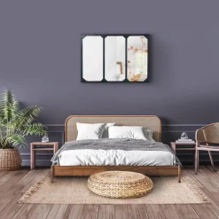 Miroir façon verrière noir 80 x 60 cm*IDMarket