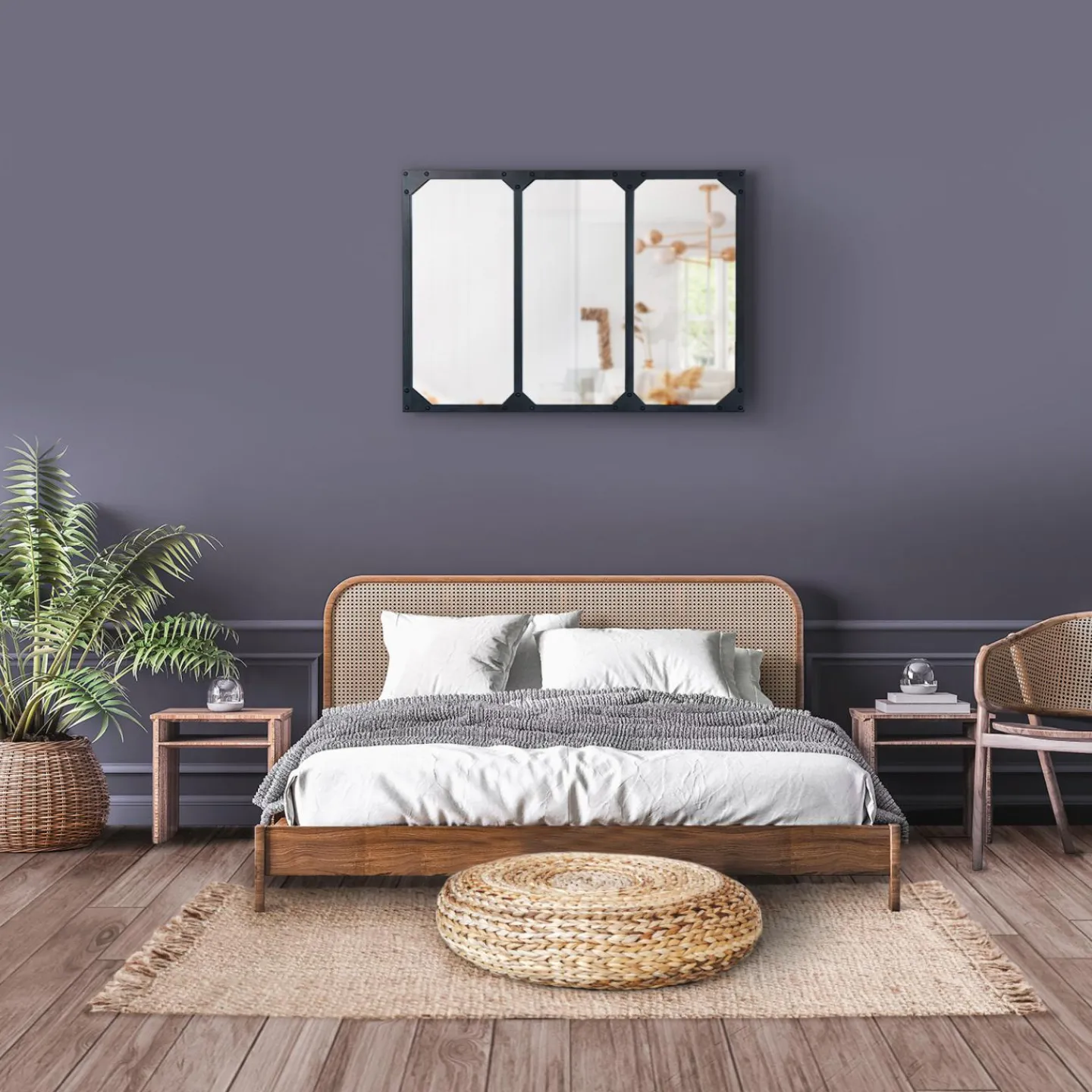 Miroir façon verrière noir 80 x 60 cm*IDMarket