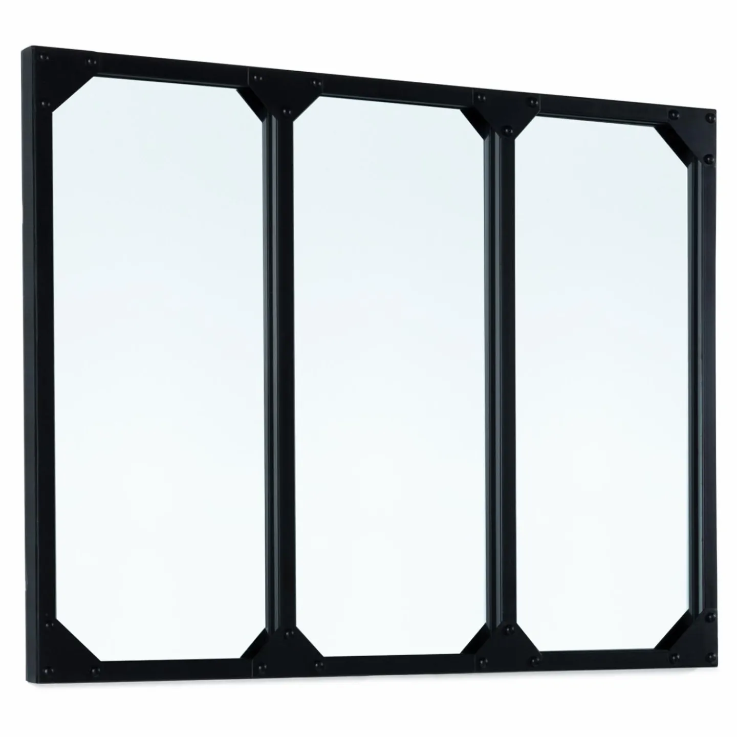 Miroir façon verrière noir 80 x 60 cm*IDMarket