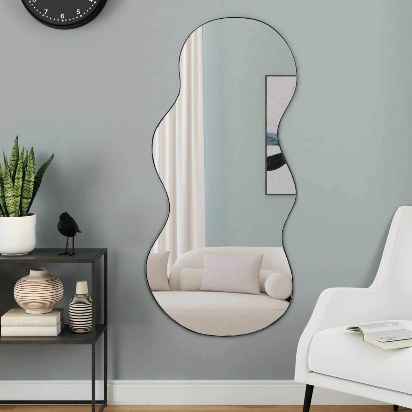 Miroir organique contour noir 45 x 100 cm*IDMarket Online
