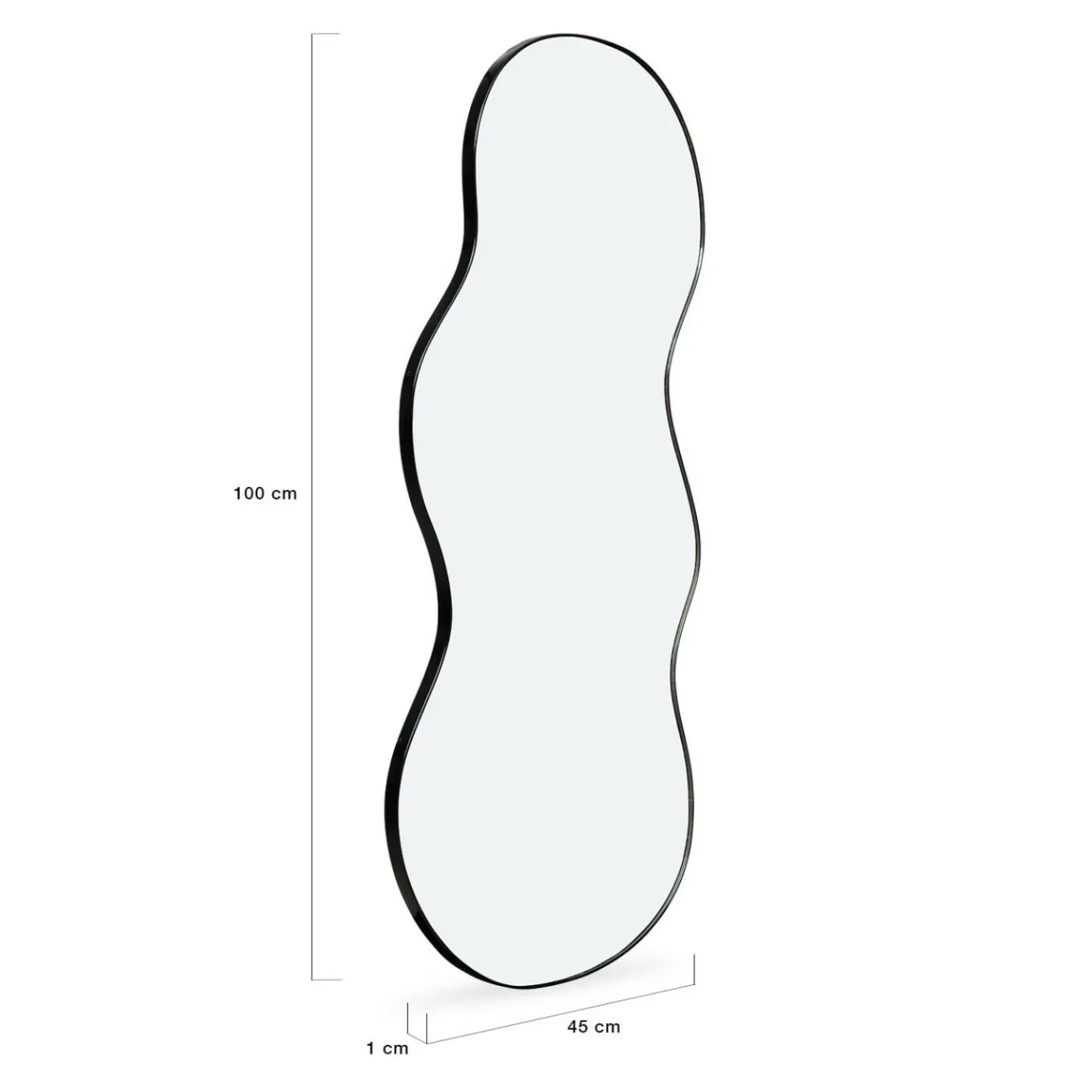 Miroir organique contour noir 45 x 100 cm*IDMarket Online