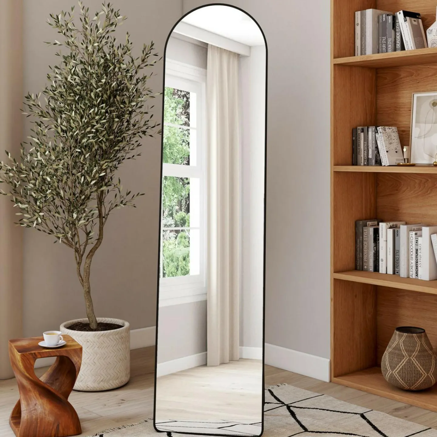 Miroir sur pied contour noir 160 x 40 cm*IDMarket Best