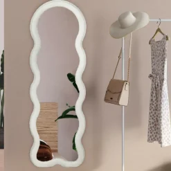 Miroir vague en tissu bouclette crème 150 x 50 cm*IDMarket Best