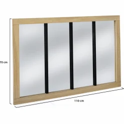 Miroir verrière bois et métal design industriel 110x70 cm*IDMarket Outlet