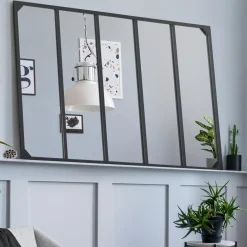 Miroir verrière noir 140 x 84 cm industriel*IDMarket Outlet