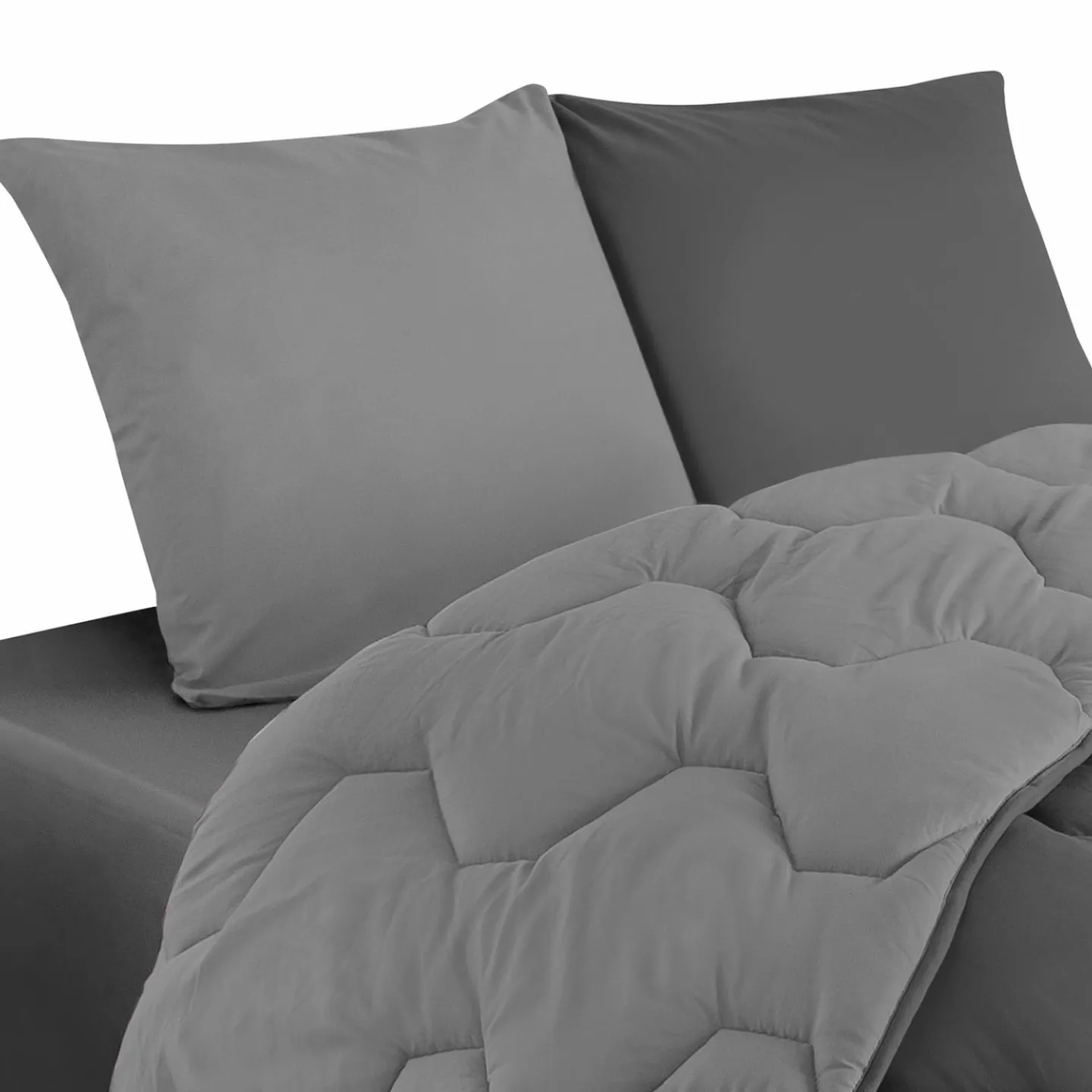 Pack couette oreiller 220x240 cm bicolore gris clair et foncé*IDMarket