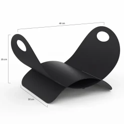 Panier à bûches en métal noir 40 x 30 x 25 cm*IDMarket Discount