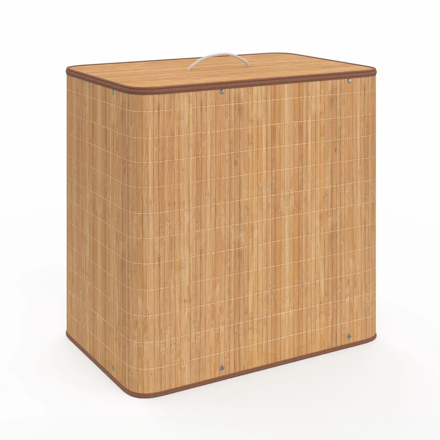 Panier à linge 3 bacs amovibles bambou et tissu*IDMarket Sale