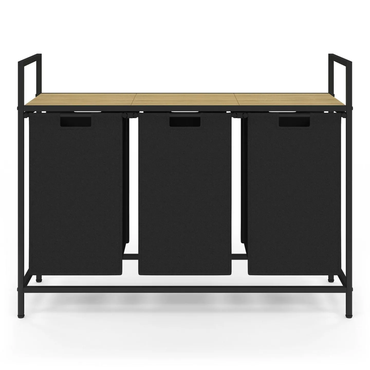 Panier à linge 3 bacs DETROIT tissu noir design industriel*IDMarket Sale