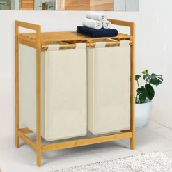 Panier à linge double écru*IDMarket Best