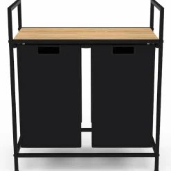Panier à linge en tissu noir avec 2 bacs*IDMarket Clearance