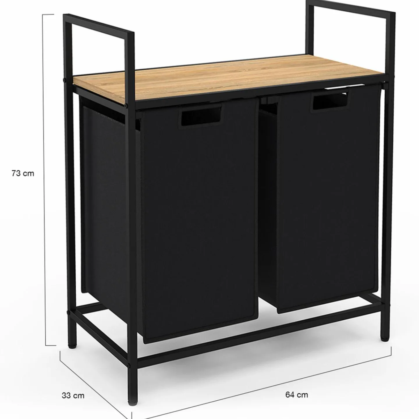 Panier à linge en tissu noir avec 2 bacs*IDMarket Clearance