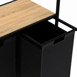 Panier à linge en tissu noir avec 2 bacs*IDMarket Clearance