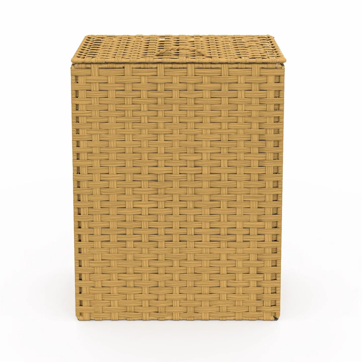 Panier à linge 140L 2 bacs amovibles effet rotin et tissu*IDMarket Online