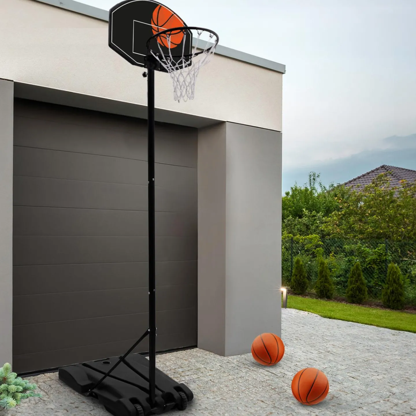 Panier de basket intérieur/extérieur sur pied hauteur réglable 240 à 305 cm*IDMarket Best