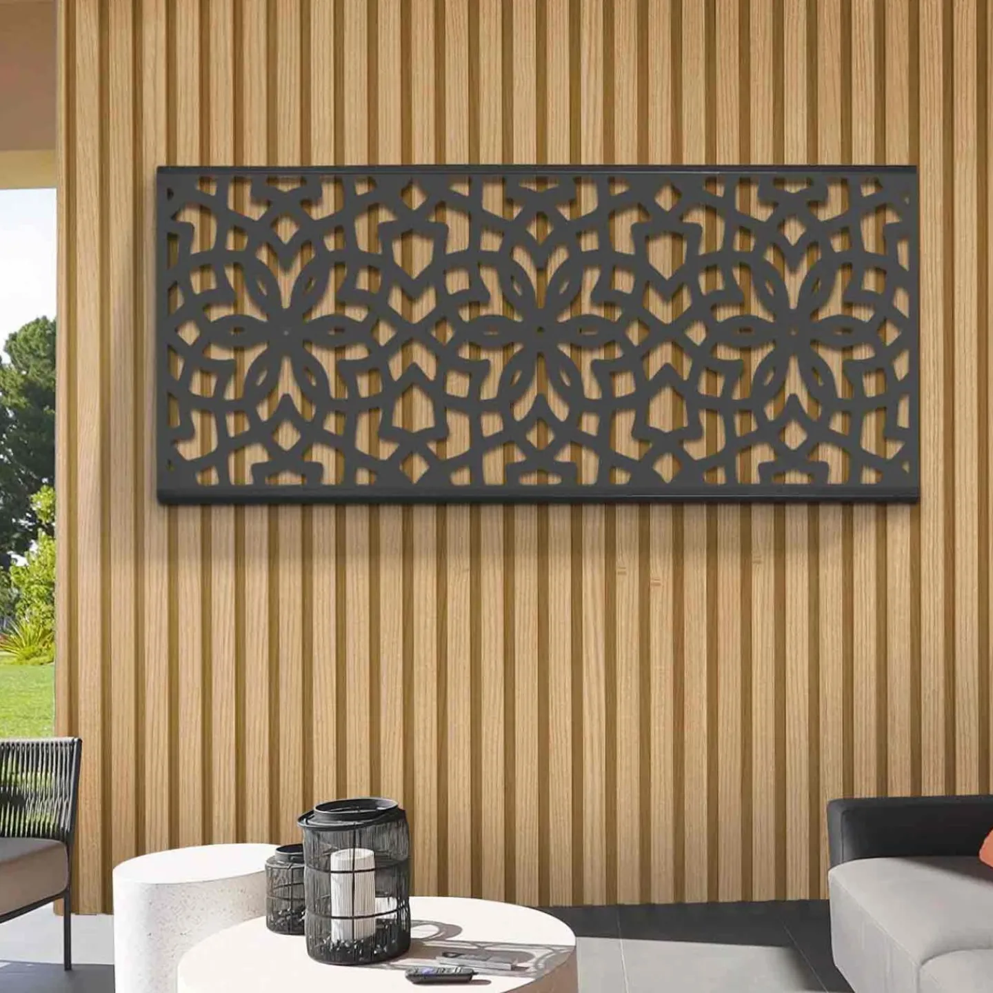 Panneau décoratif extérieur motif azulejo gris 150x50cm*IDMarket Outlet