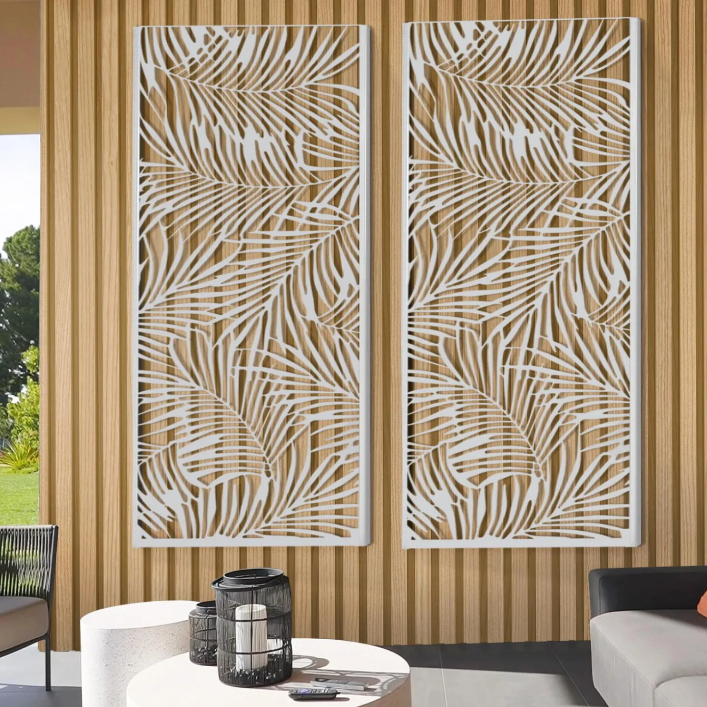 Panneau décoratif universel 150 x 50 CM PALM gris clair*IDMarket Online