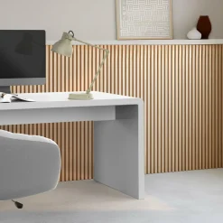 Panneaux acoustiques en tasseaux de bois chêne clair et noir de 250 x 60 CM*IDMarket