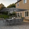 Parasol déporté inclinable 3x4 m rotatif 360 gris avec LED*IDMarket Discount