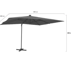 Parasol déporté inclinable 3x4 m rotatif 360 gris avec LED*IDMarket Discount