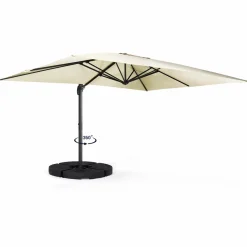 Parasol déporté inclinable 3x4 m rotatif 360 blanc écru*IDMarket Discount