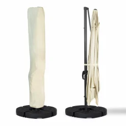 Parasol déporté inclinable 3x4 m rotatif 360 blanc écru*IDMarket Discount