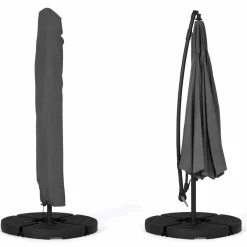 Parasol déporté rotatif 350 cm coloris gris*IDMarket Discount